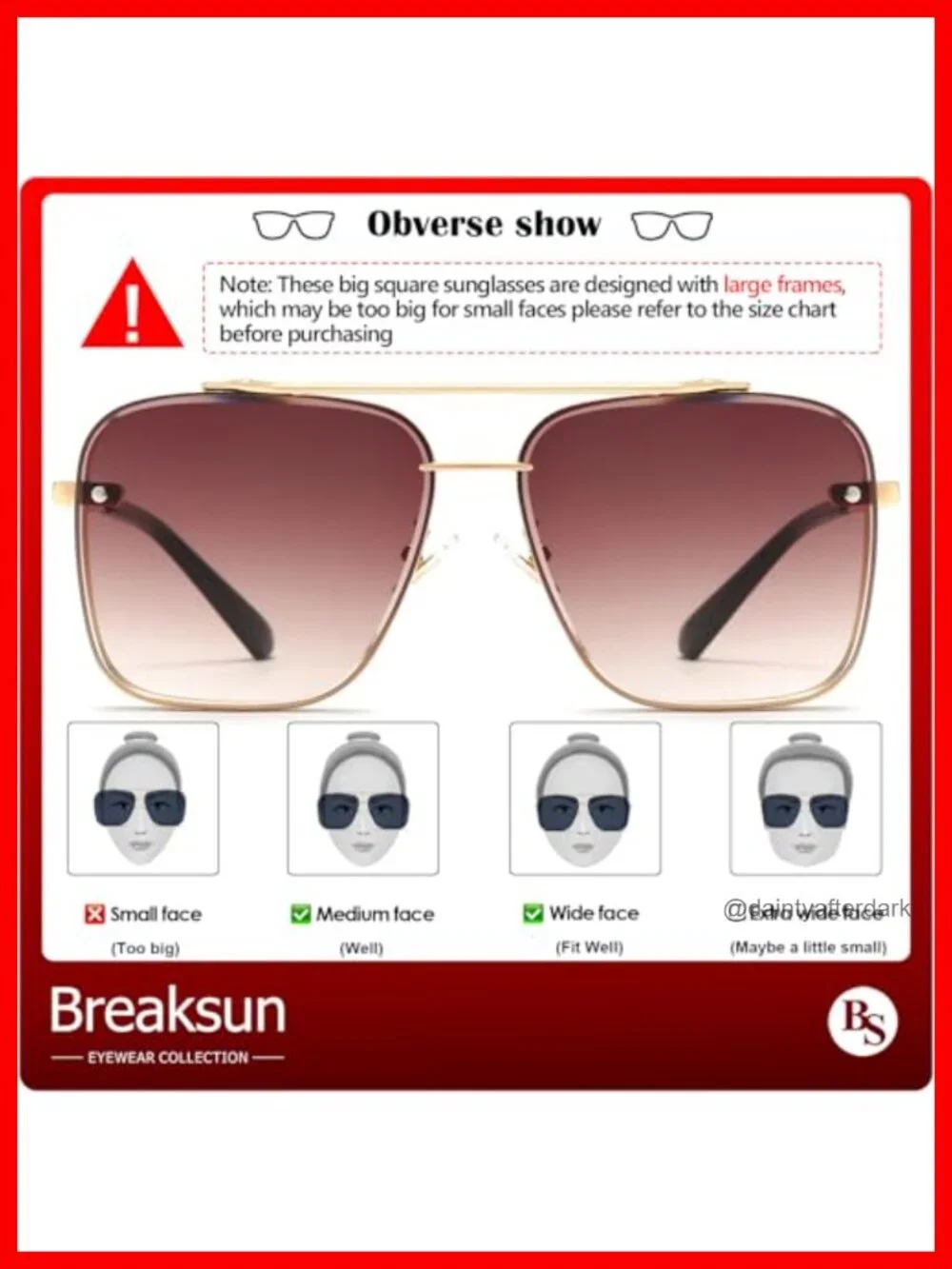 Oversized Square Aviator Sunglasses for Men Women Metal Frame